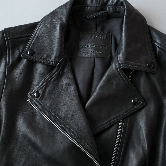 ALL SAINTS Dalby Slim Fit Leather Biker Jacket - Picture 2 of 11
